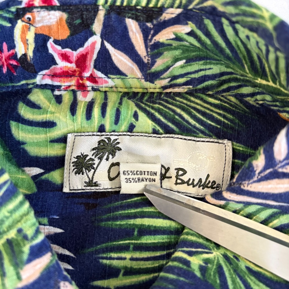 Oliver & Burke Mens Tropical Parrot Toucan Palm Print Button Down Shirt Medium - Picture 8 of 9